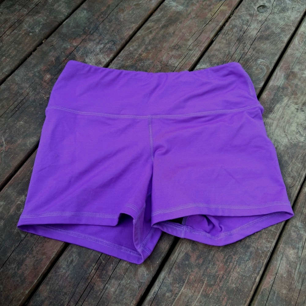FLEO Womens Purple High Rise Athletic Workout Training Shorts Size Large